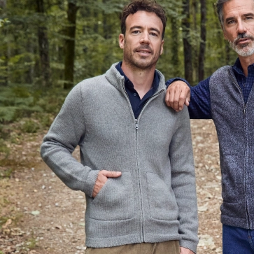 Veste en laine yack et mérinos pour homme